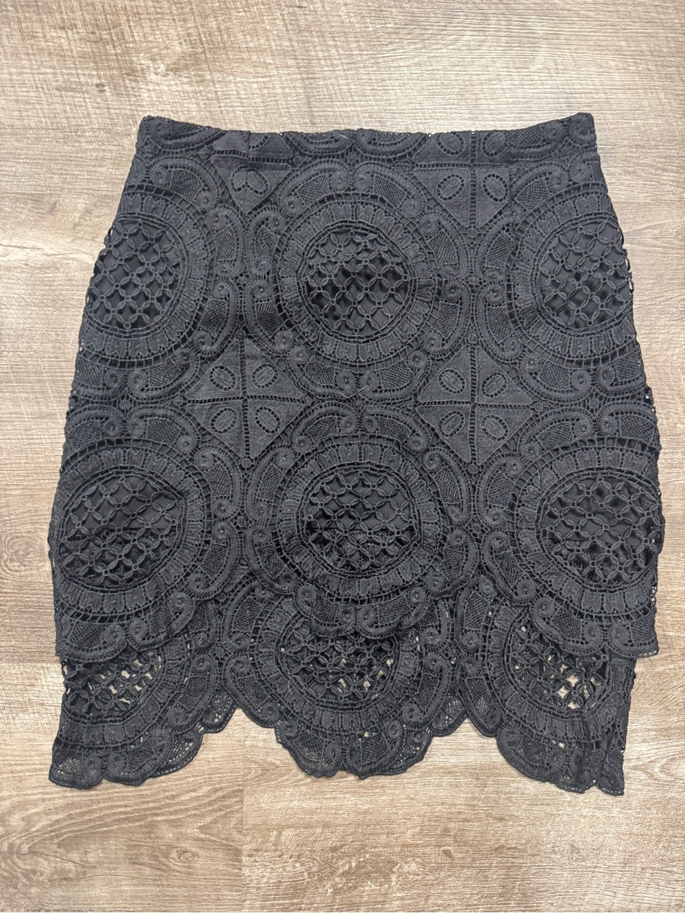 Storee Black Crochet Lace Mini Skirt Size Small